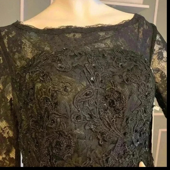 Unbranded Black Lace 3/4 Sleeve Plus Size Dresses for Women Size 8. - Picture 3 of 11